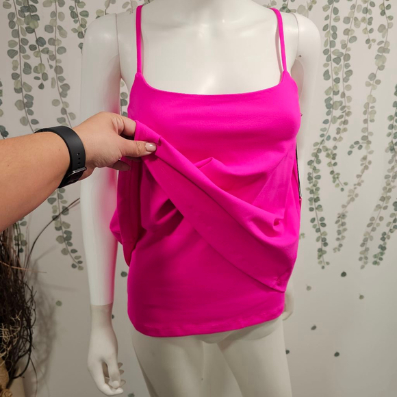Susan Monaco Double Layer Thin Strap Tank Top Sz XS Pink Glo - Picture 4 of 9